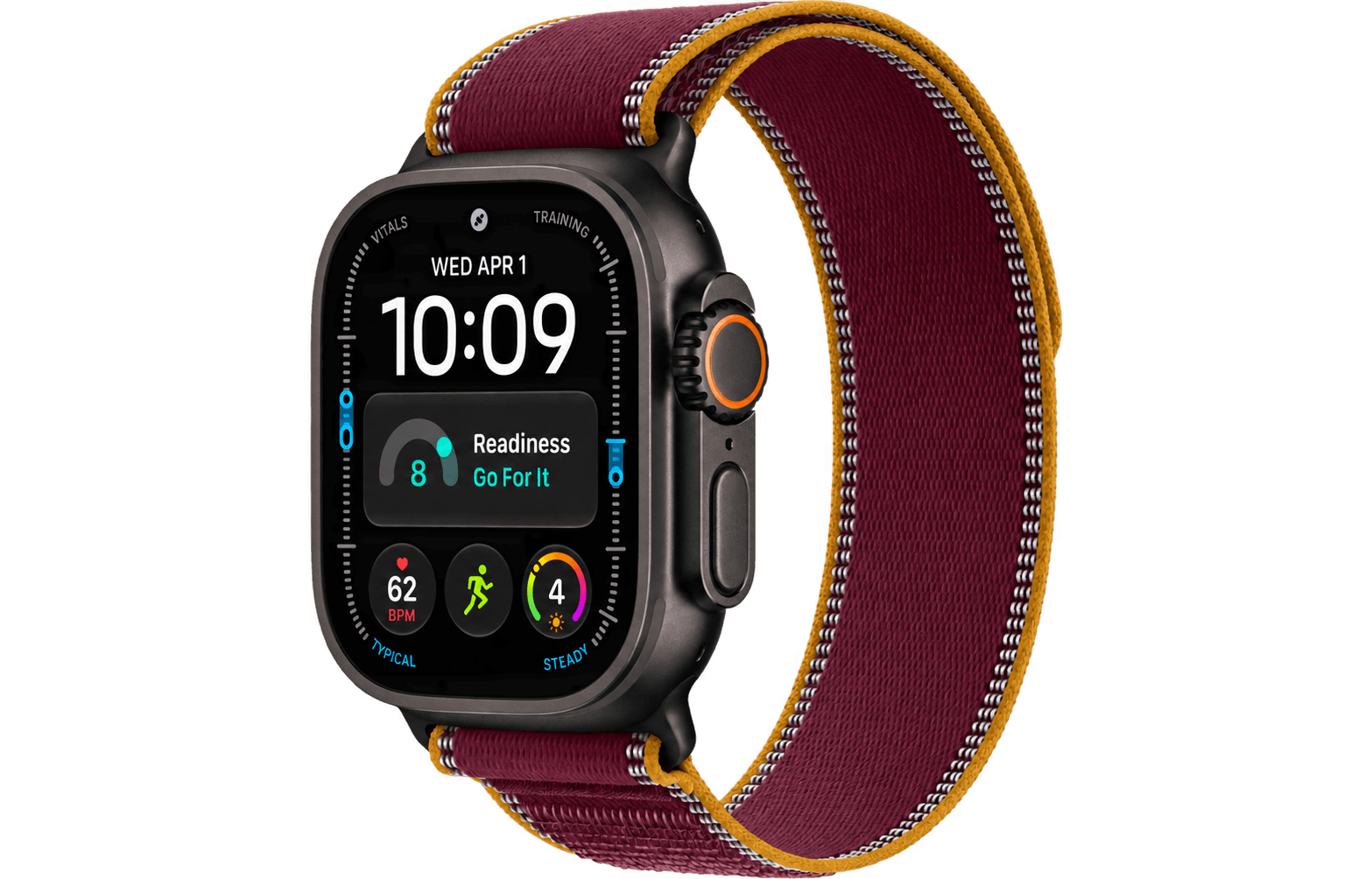 Apple Watch Ultra 4 — Black / Trail Loop Burgundy